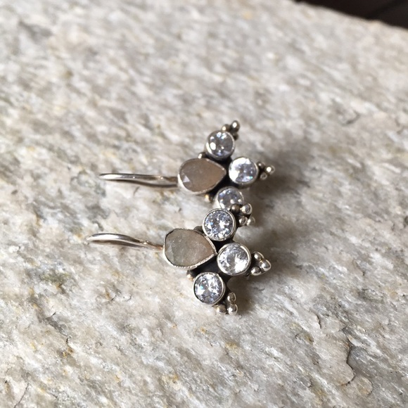 Vintage Sterling Silver Gemstone Earrings - Picture 3 of 4